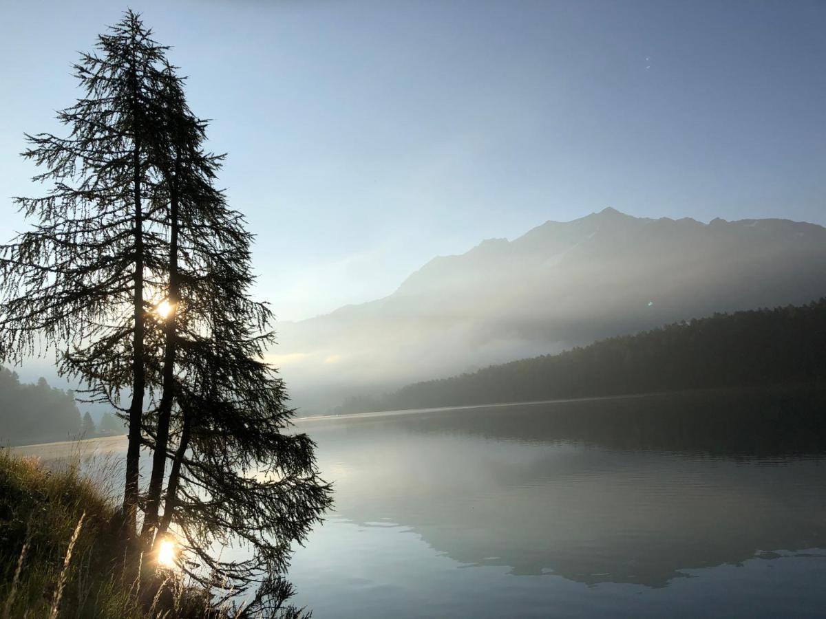 Ferienwohnung Pontresina - Chesa Andrea - Gartensitzplatz Exteriér fotografie